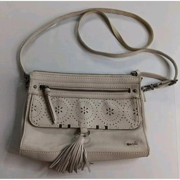 The Sak Handbags - The Sak Boho Preppy White Designed Tasseled Leather Western Crossbody Wristlet